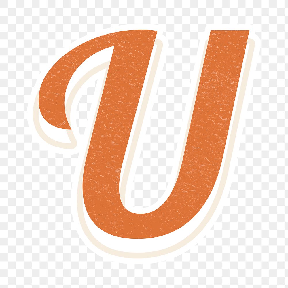 Letter U retro bold font typography and lettering