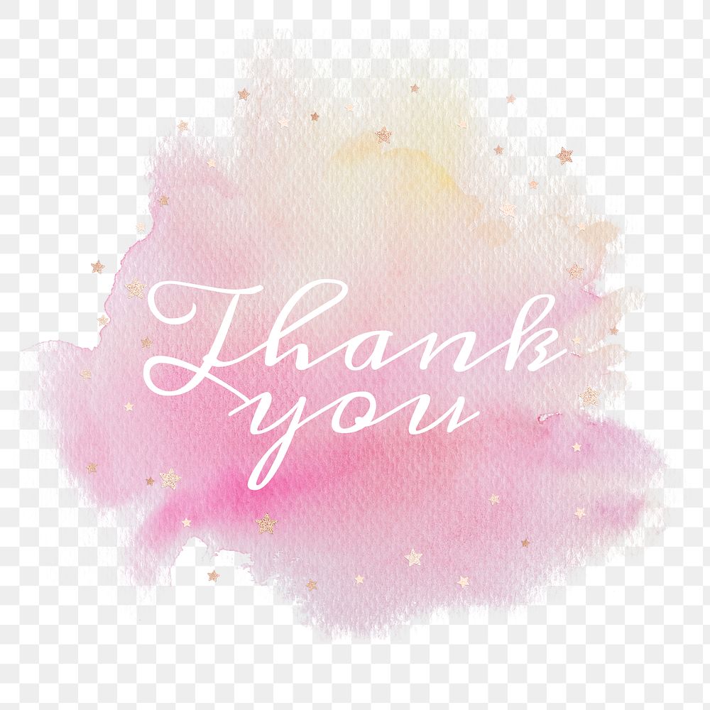 Thank you calligraphy png on gradient pink