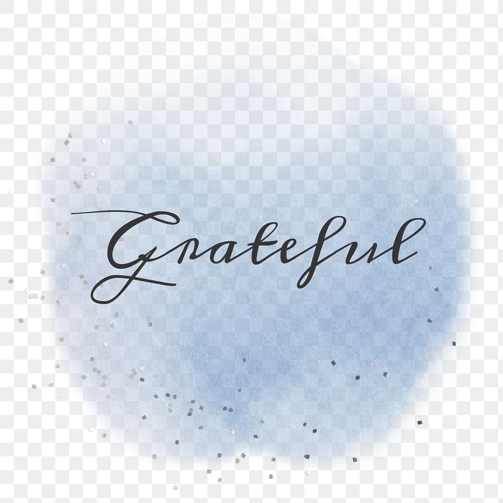 Grateful png calligraphy on pastel blue