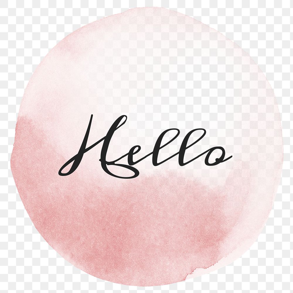 Hello calligraphy png on pastel pink watercolor texture