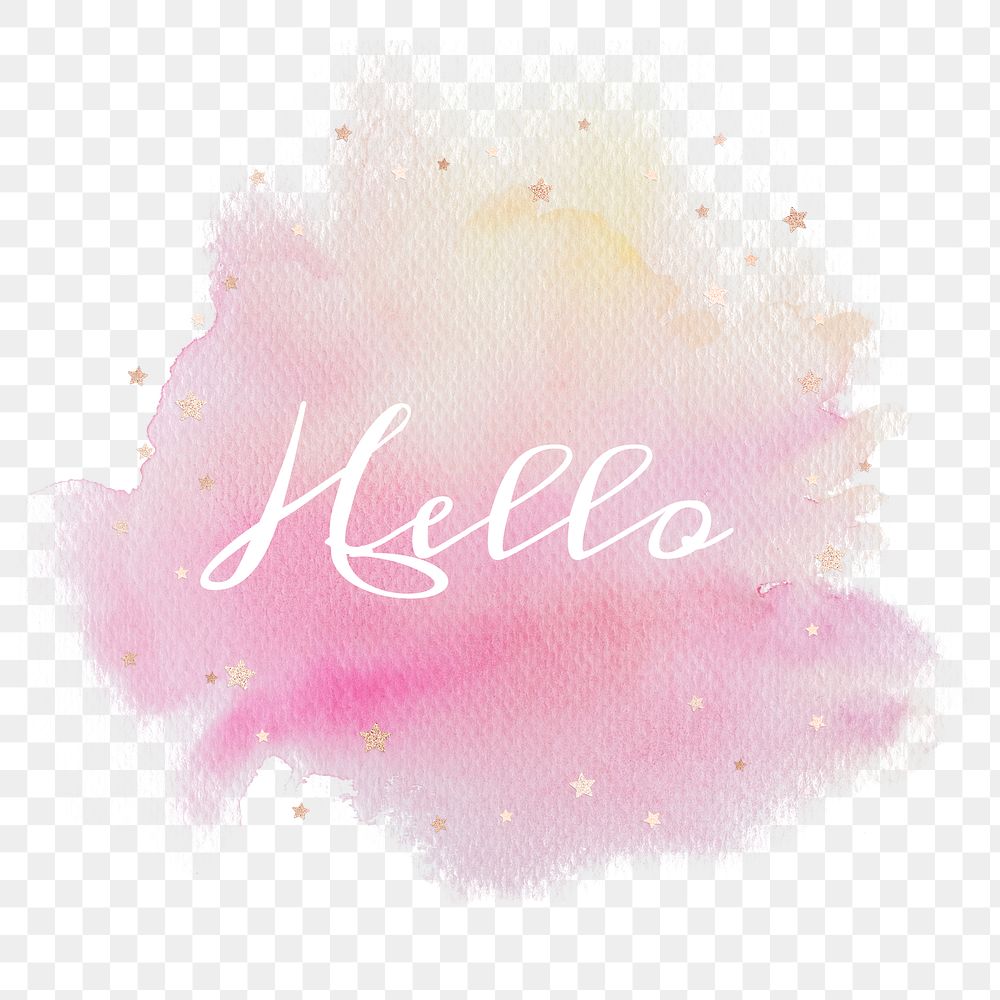Hello calligraphy png on gradient pink
