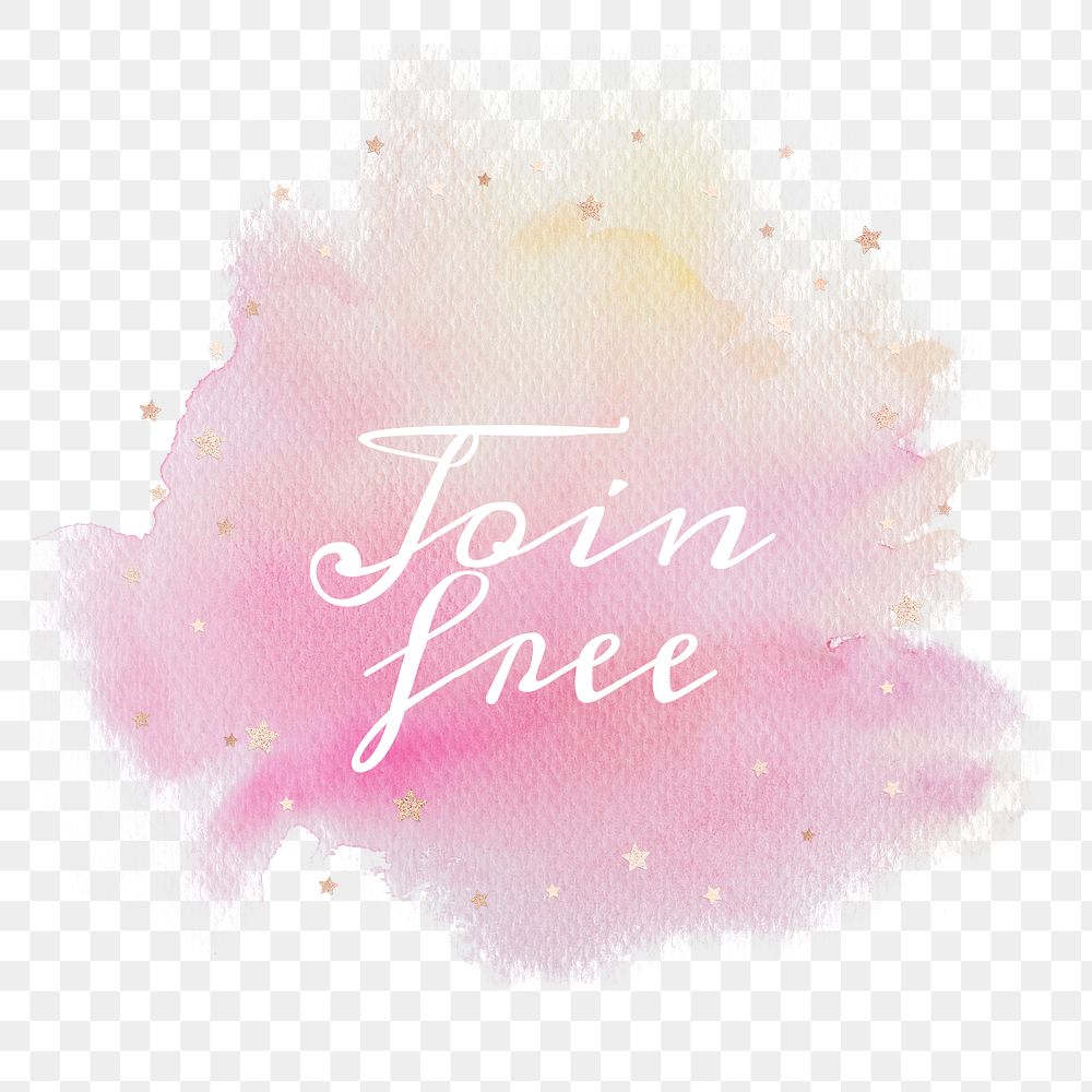 Join free png calligraphy on gradient pink