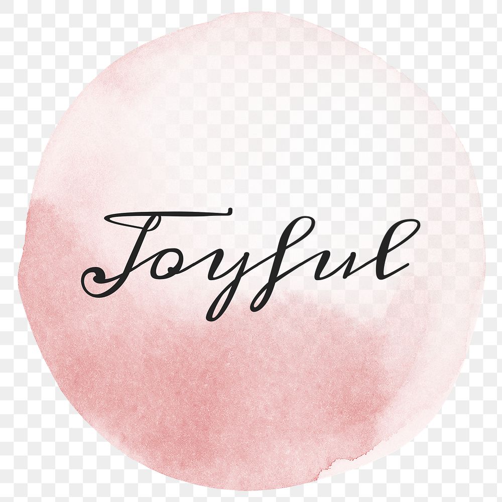 Joyful calligraphy png on pastel pink