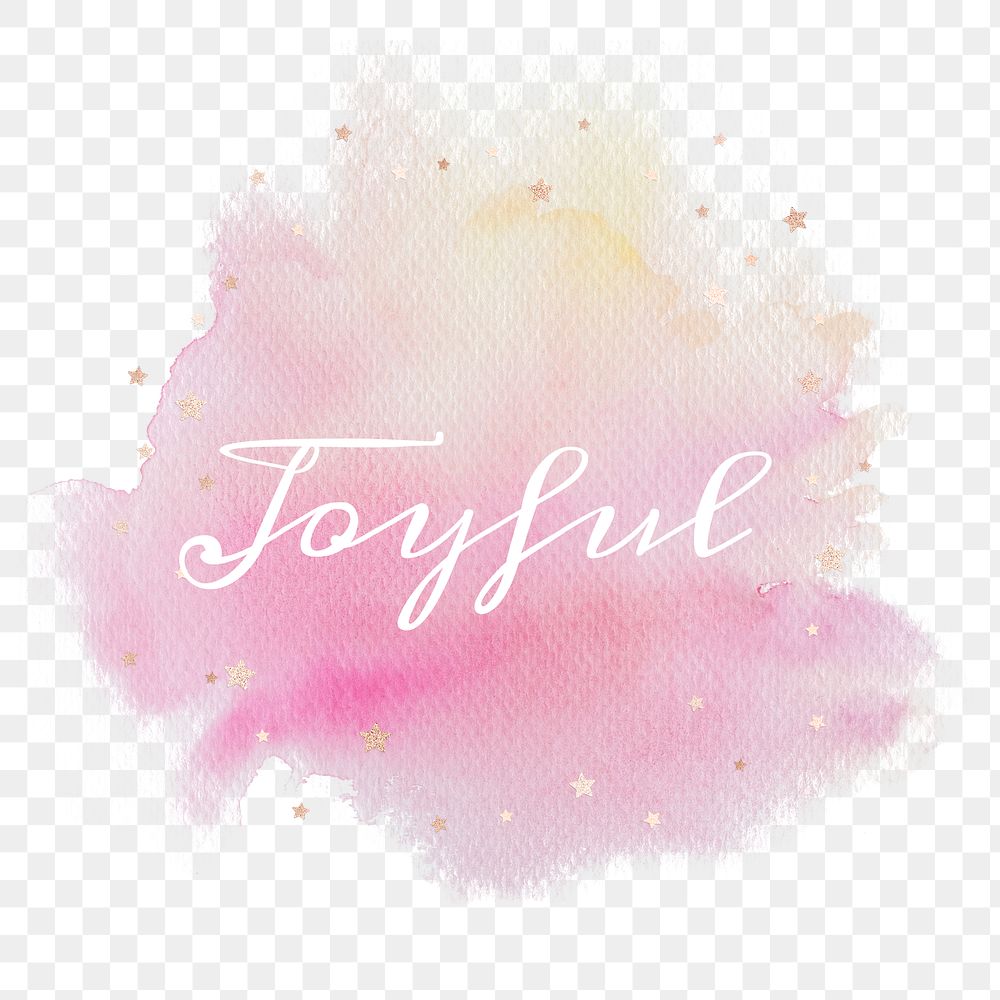 Joyful calligraphy png on gradient pink