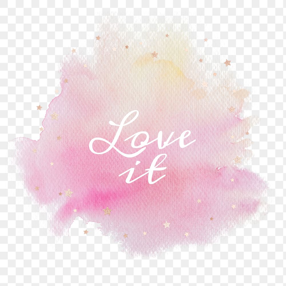 Love it calligraphy png on gradient pink