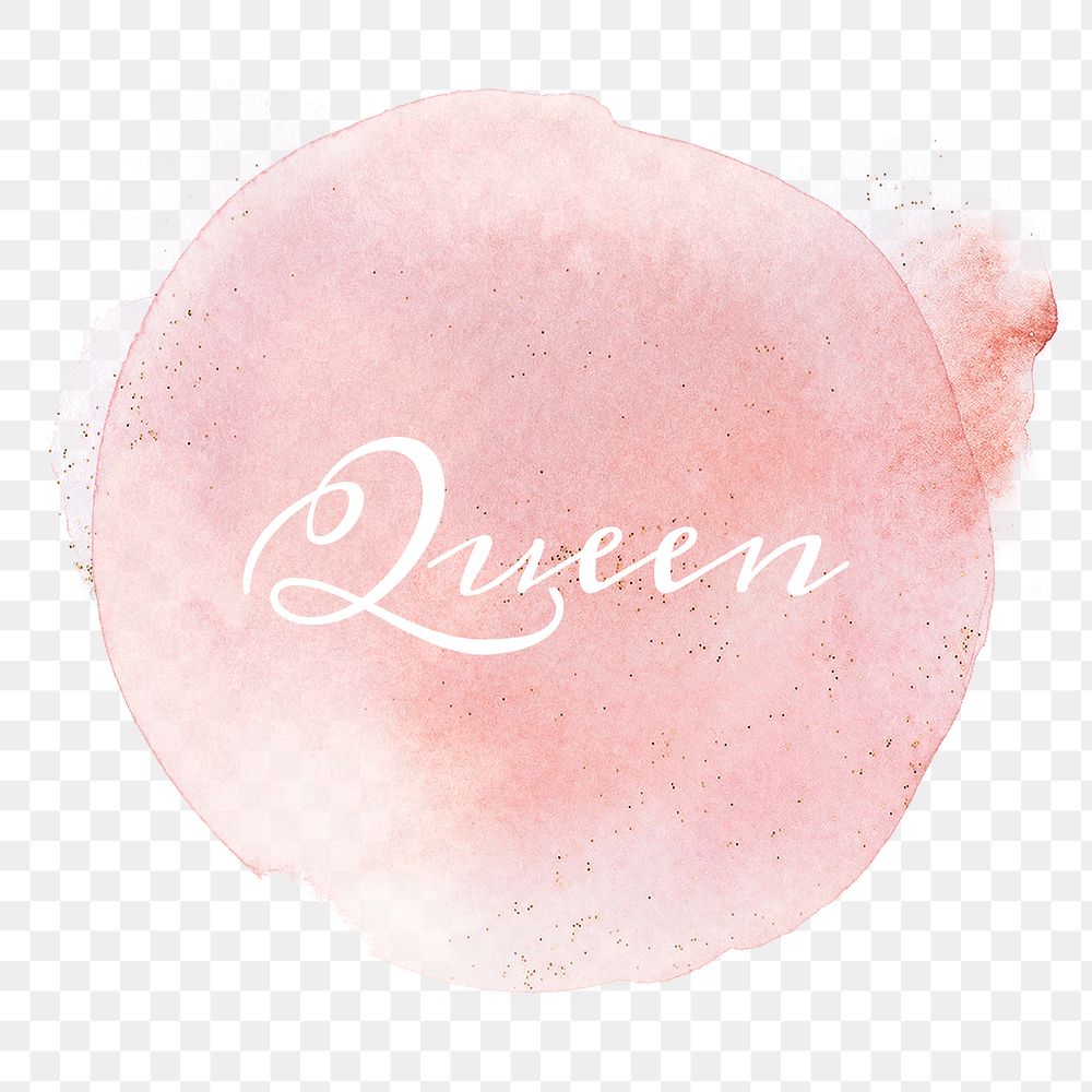 Queen calligraphy png on pastel pink watercolor