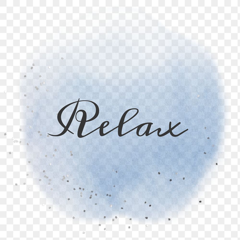 Relax calligraphy png on pastel blue