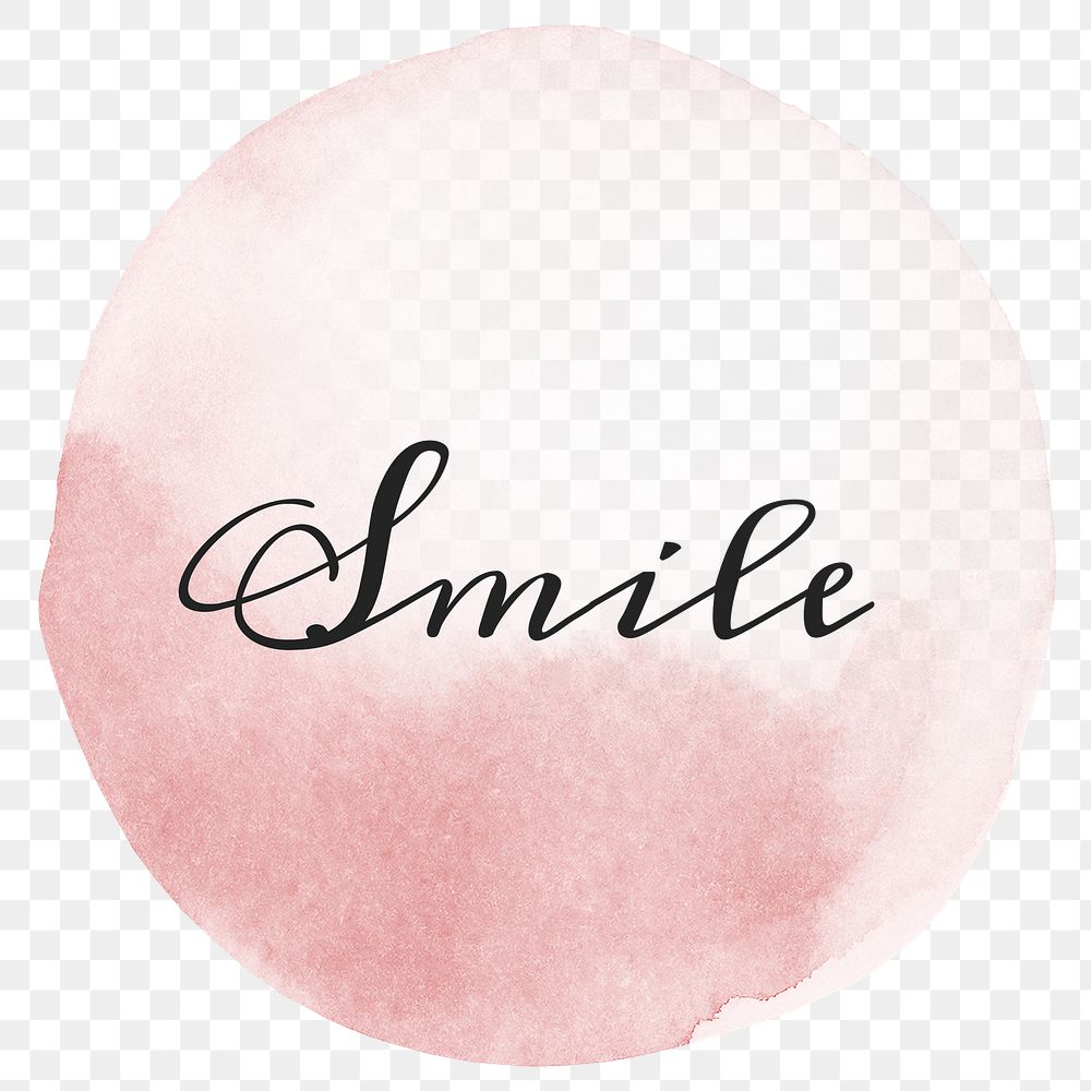 Smile calligraphy png on pastel pink watercolor