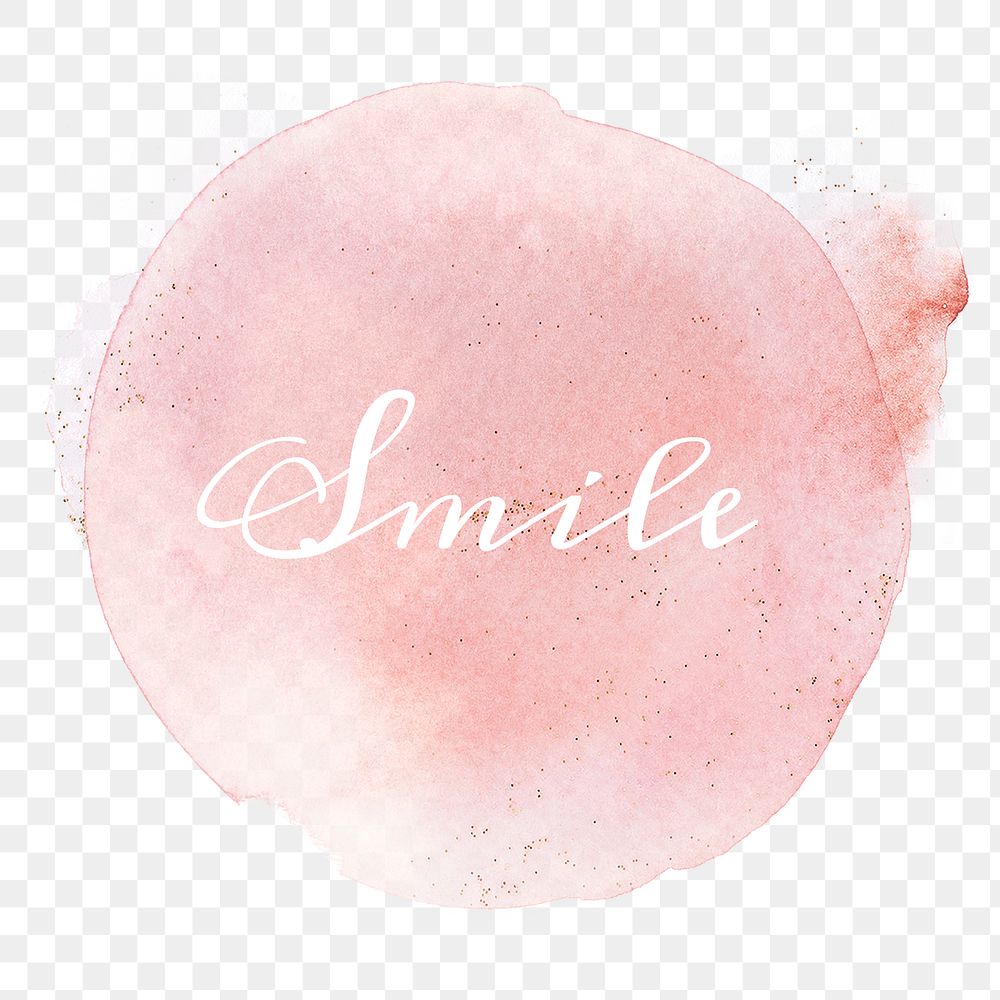 Smile calligraphy png on pastel pink