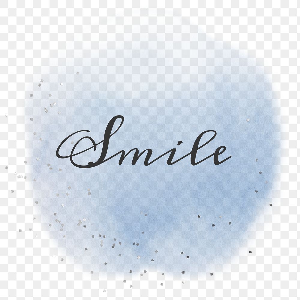 Text smile calligraphy png on pastel blue