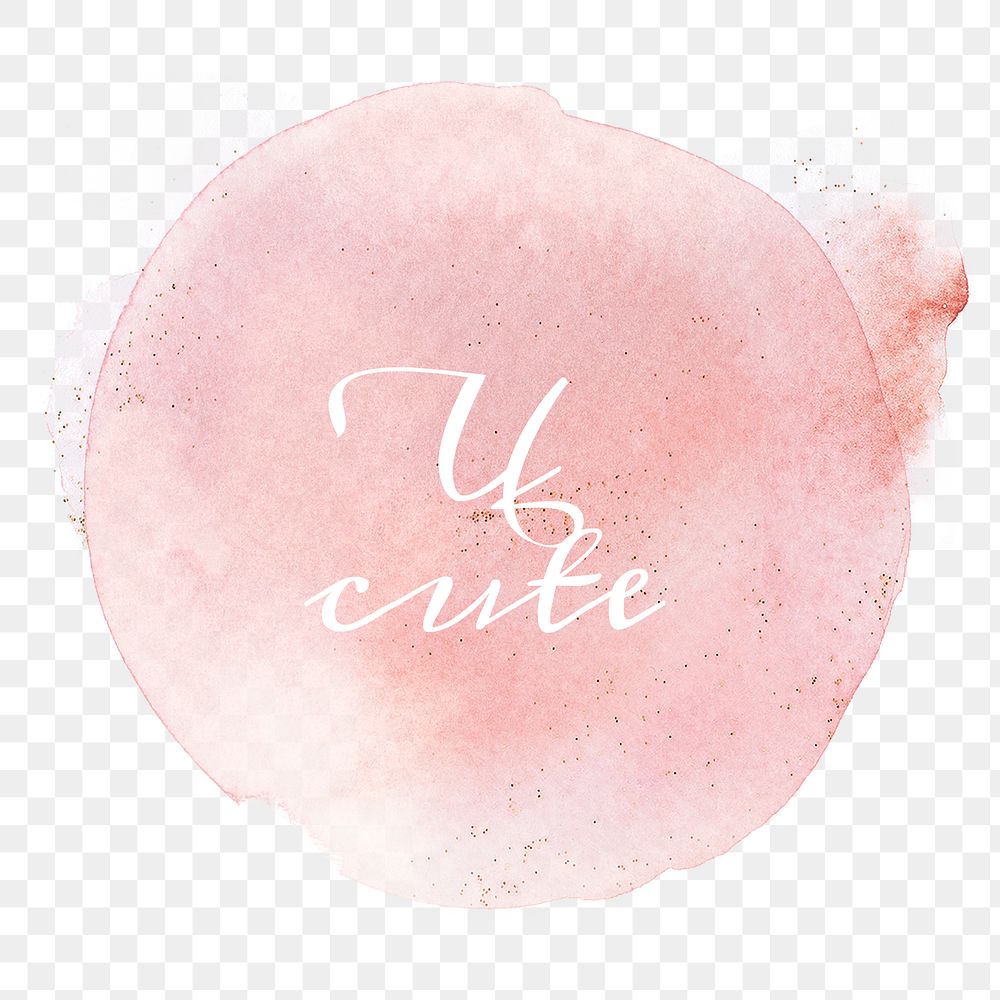 U cute calligraphy png on pastel pink