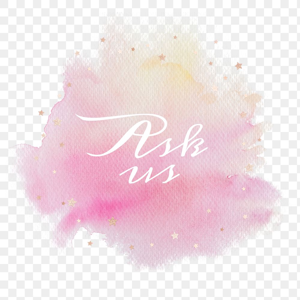 Ask us calligraphy png on gradient pink