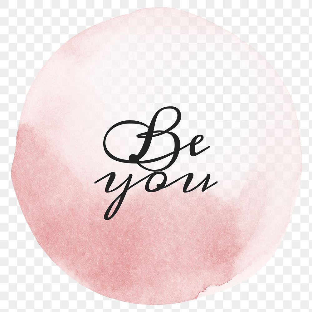 Be you calligraphy png on pastel pink watercolor texture