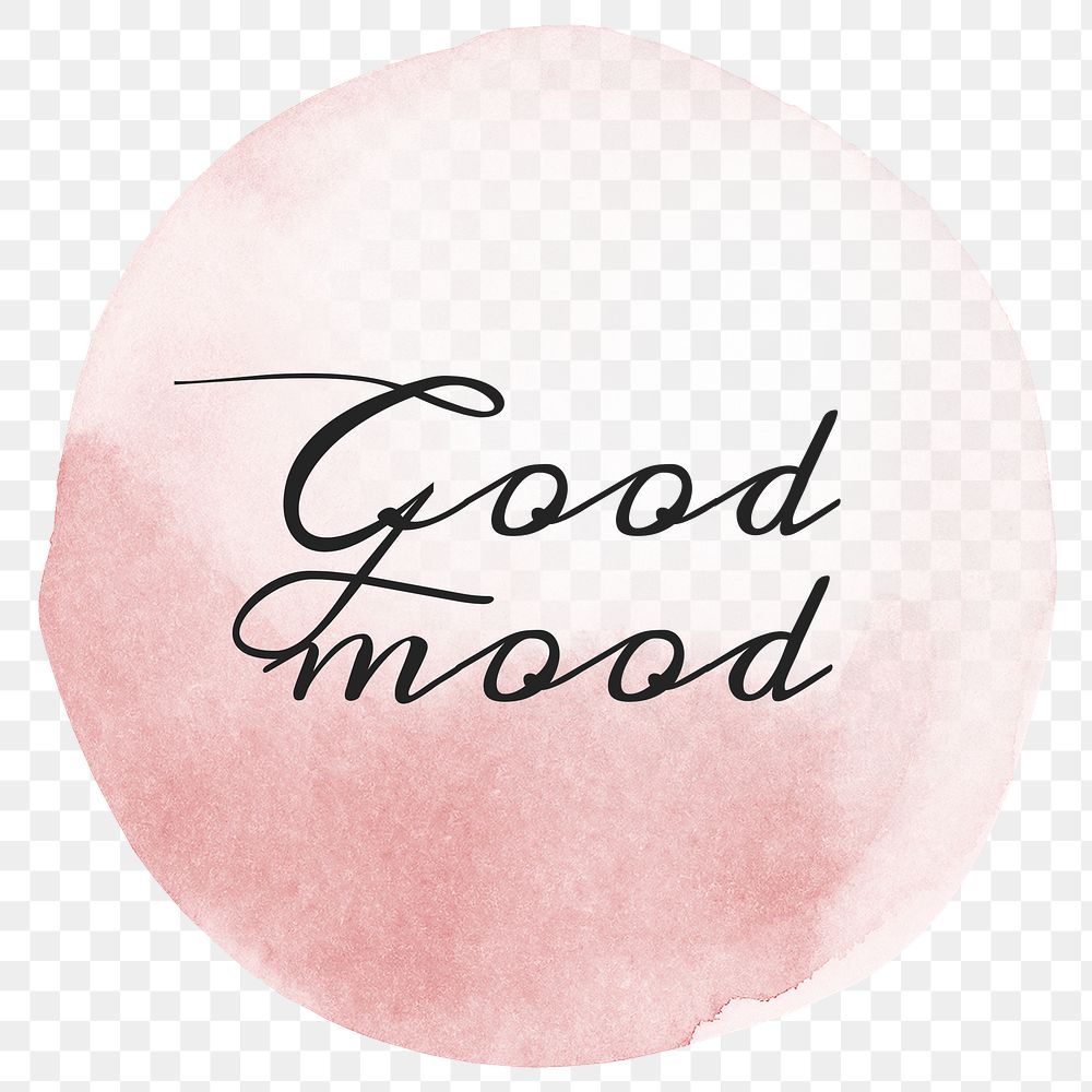 Good mood calligraphy png on pastel pink watercolor