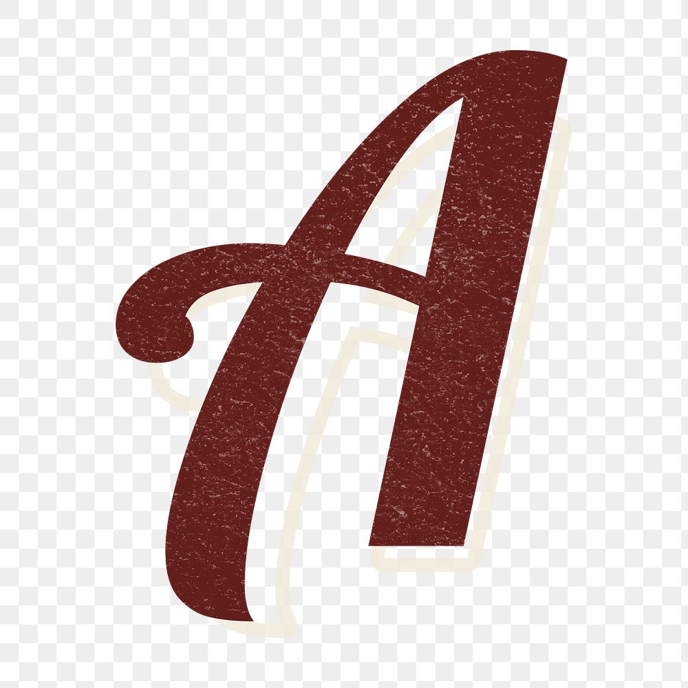 Alphabet letter A vintage handwriting cursive font png with transparent background 