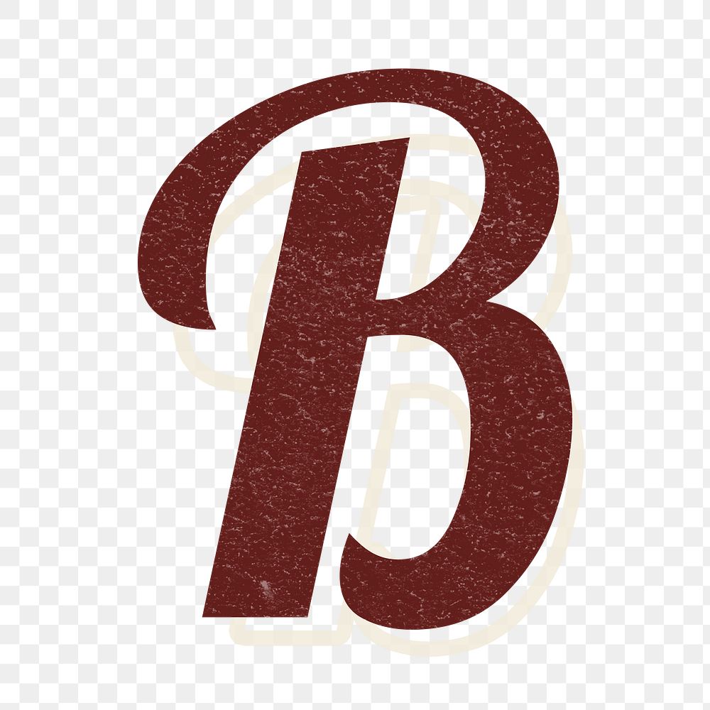 Alphabet letter B vintage handwriting cursive font png with transparent background