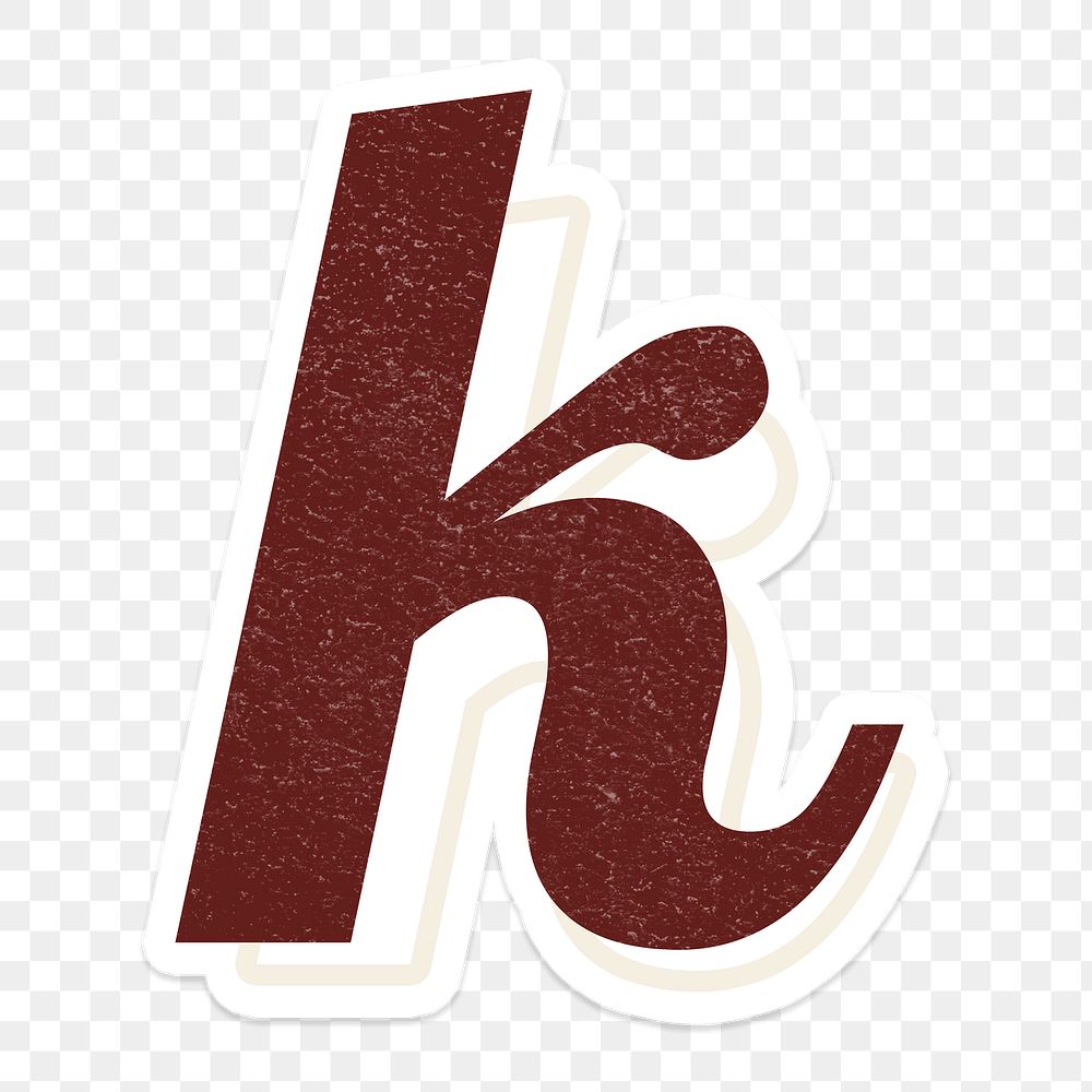 Letter K font printable a to z vintage style lettering alphabet png with transparent background