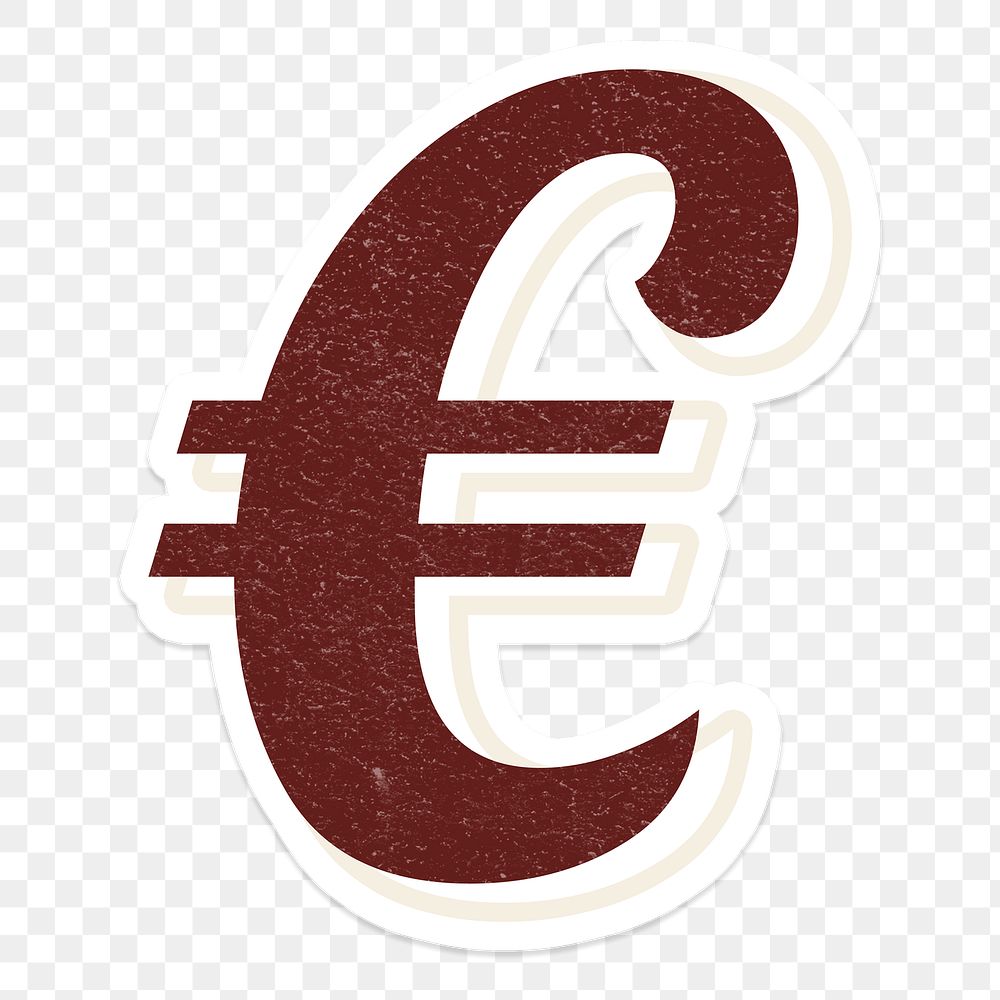 Euro currency sign png cursive lettering icon typography