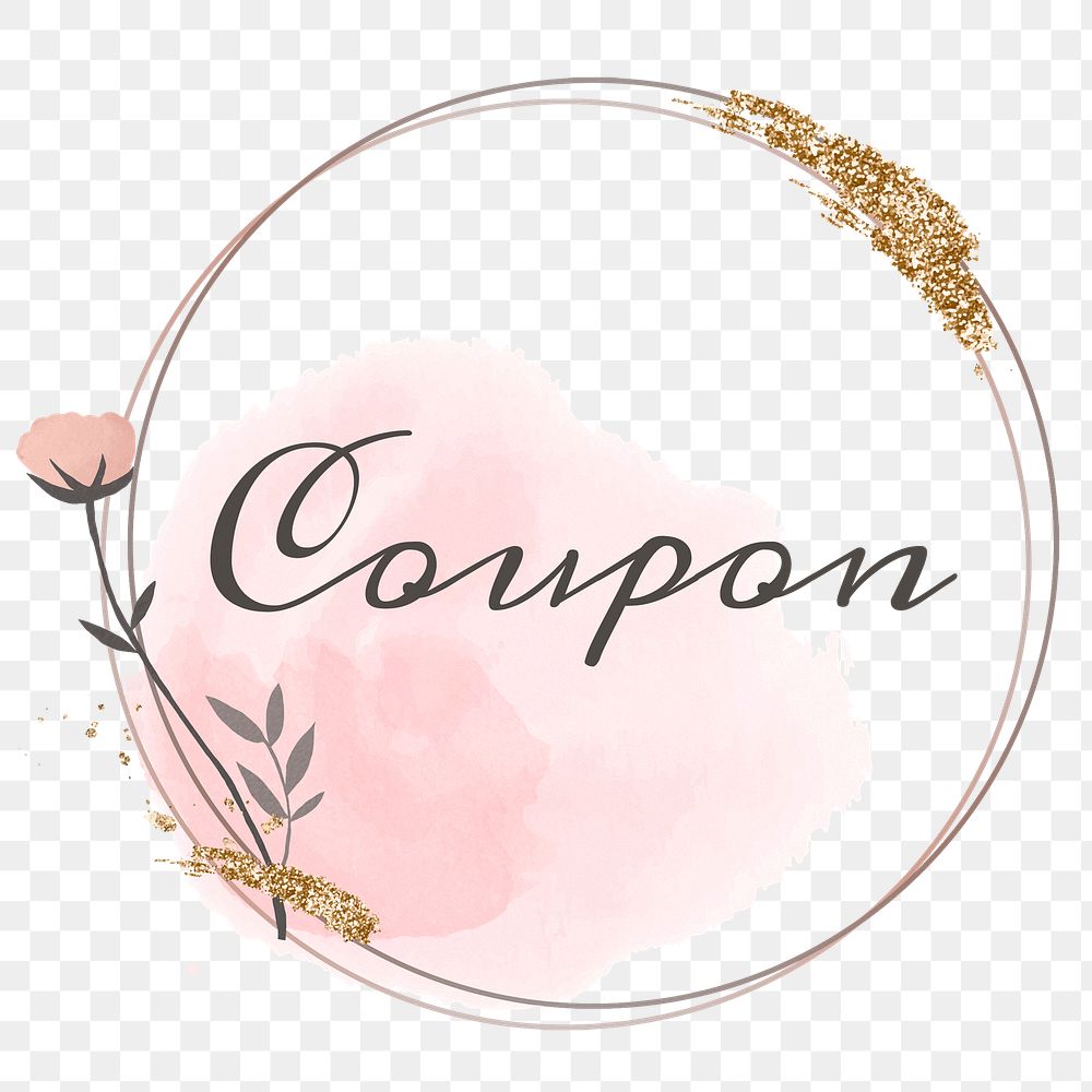 Coupon word png floral frame