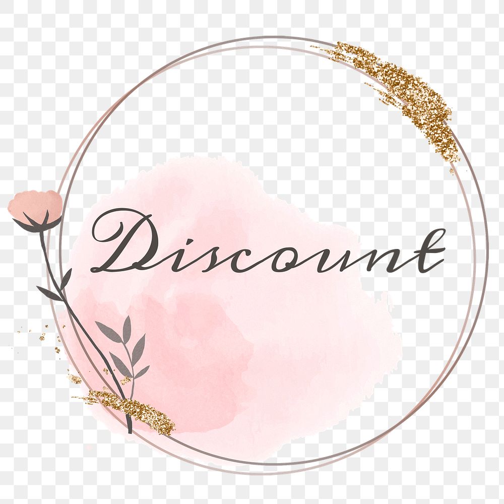 Discount word png floral frame