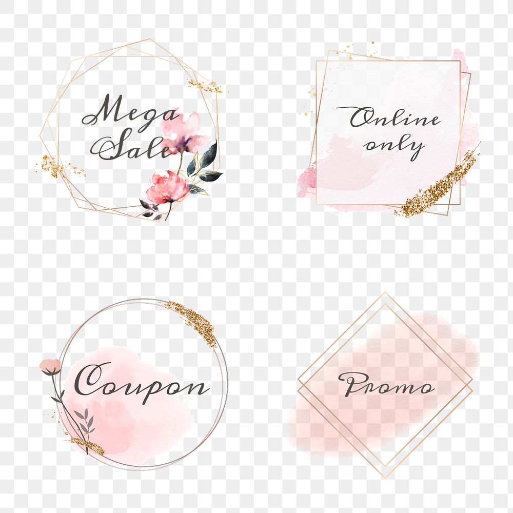 Shopping badge png frame set