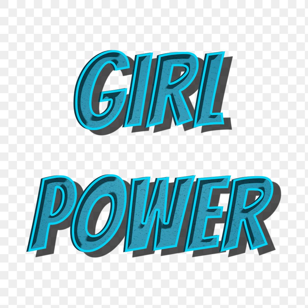 Girl power retro style png typography