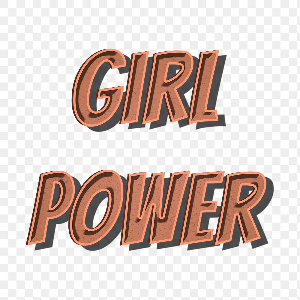 Girl pwer word png retro font style illustration