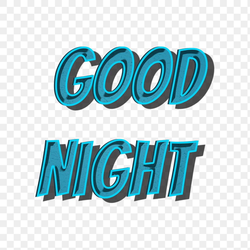 PNG good night retro style typography illustration