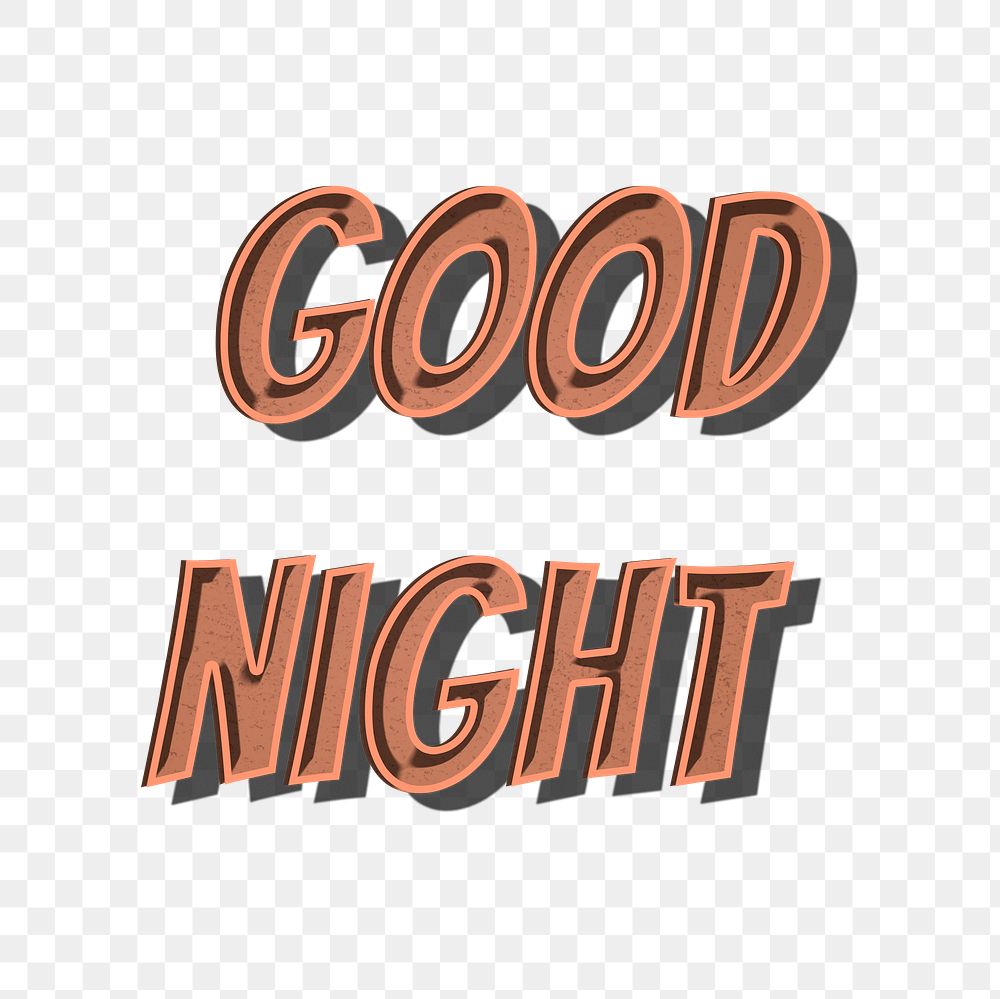Good night retro style png typography