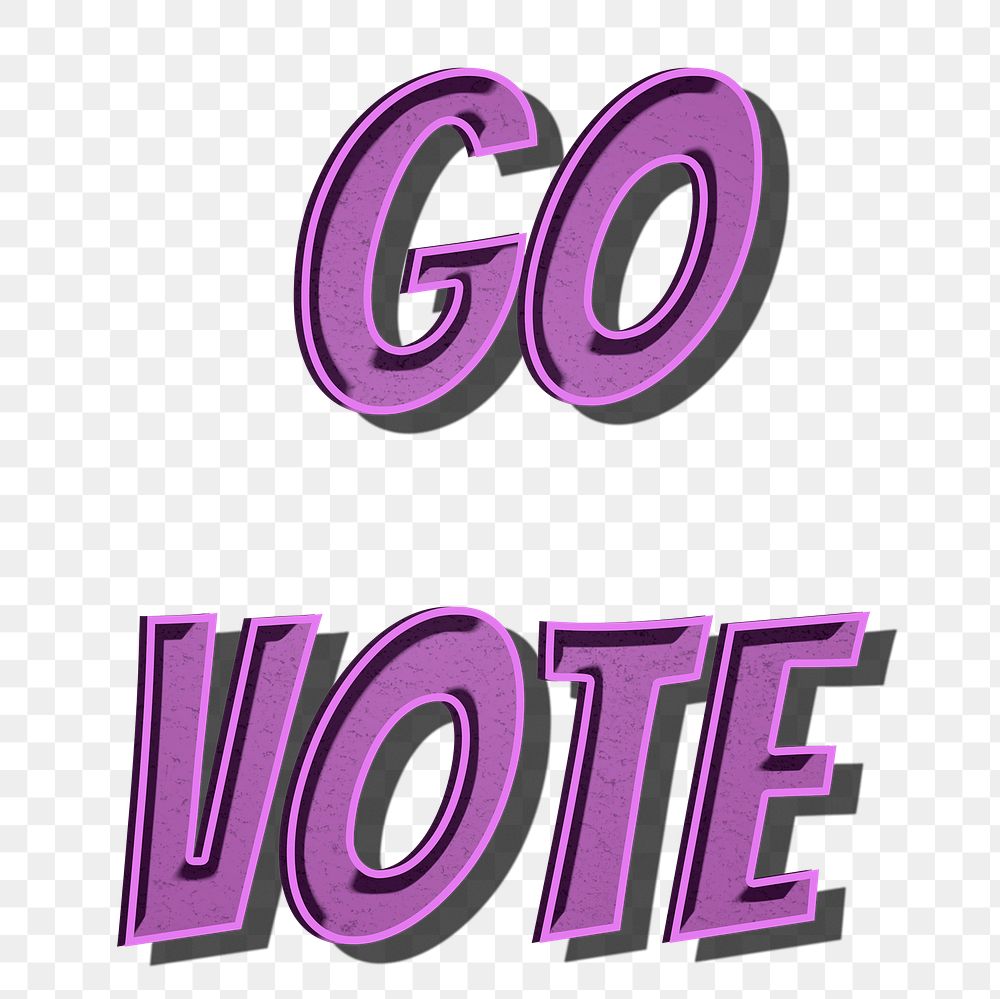 Go vote png cartoon word sticker typography