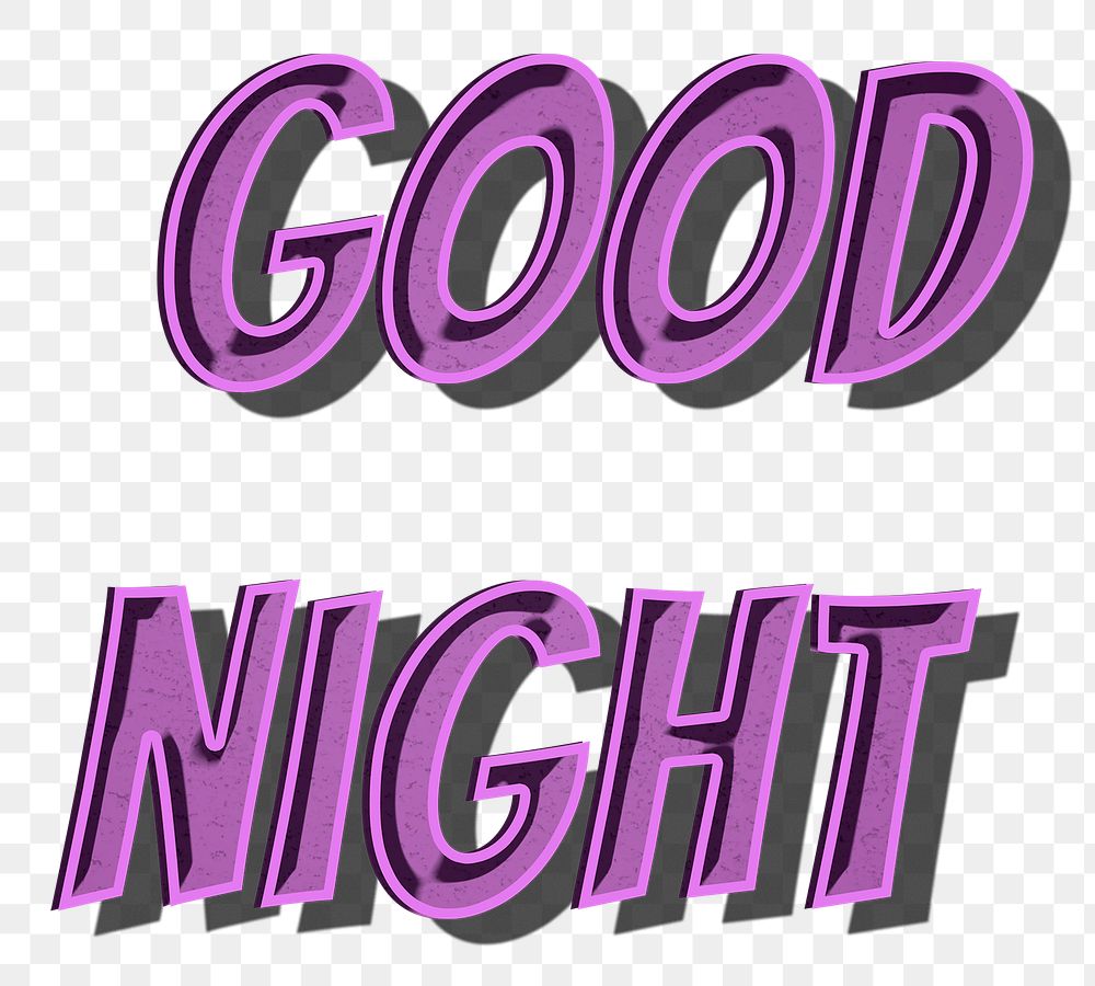 Good night png cartoon word sticker typography