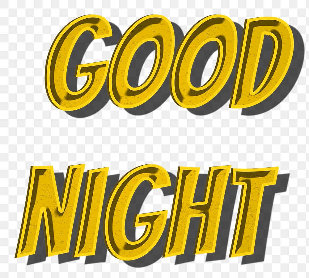 Good night png cartoon word sticker typography