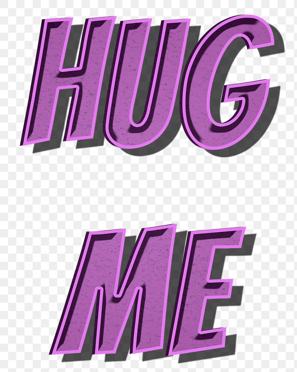 Hug me word art comic png retro typography