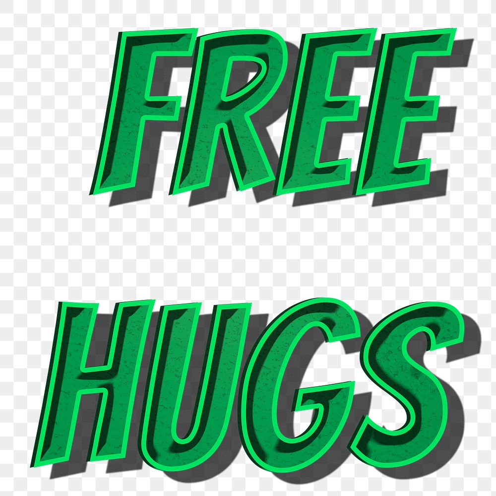 Free hugs png cartoon font typography