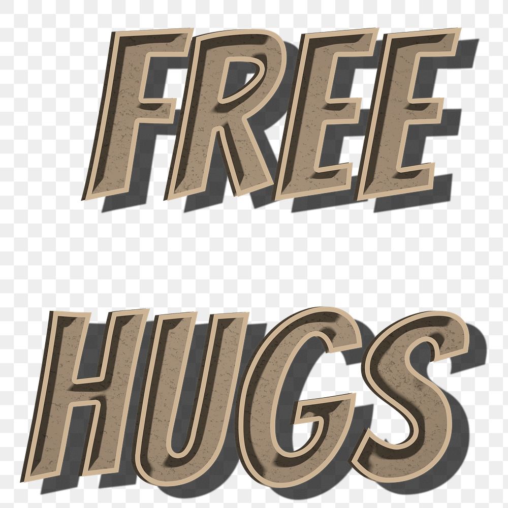 Free hugs retro word art png typography
