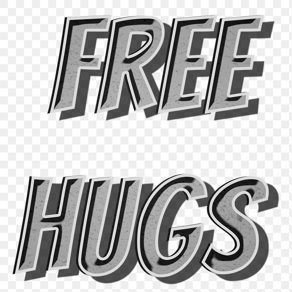 Free hugs retro word art png typography