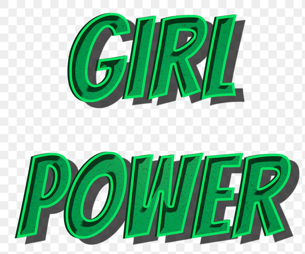 Girl power png cartoon word sticker typography
