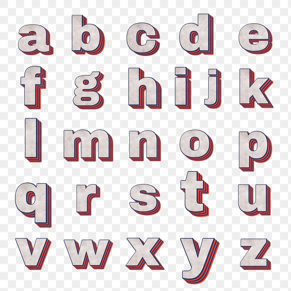 Printable a-z alphabet png vintage bold fonts in lettering typography