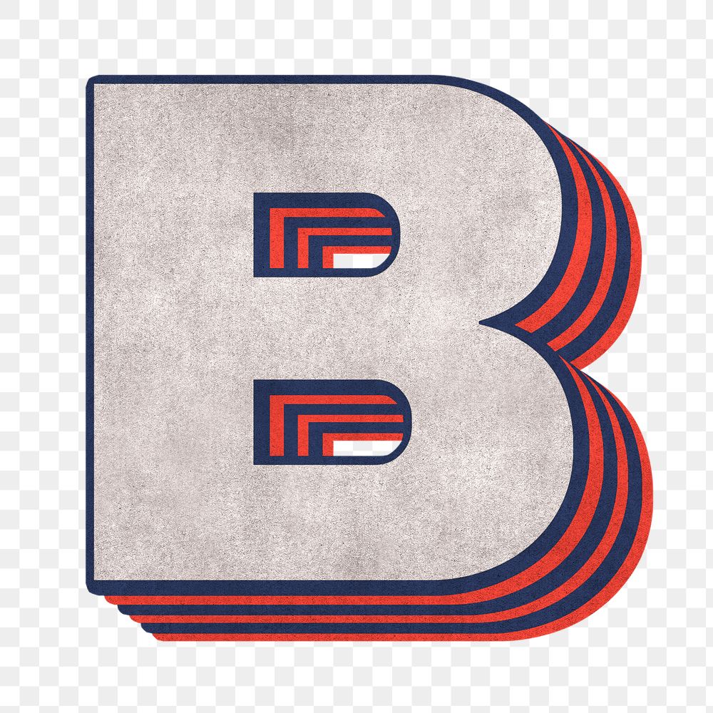 Letter B png layered effect alphabet text