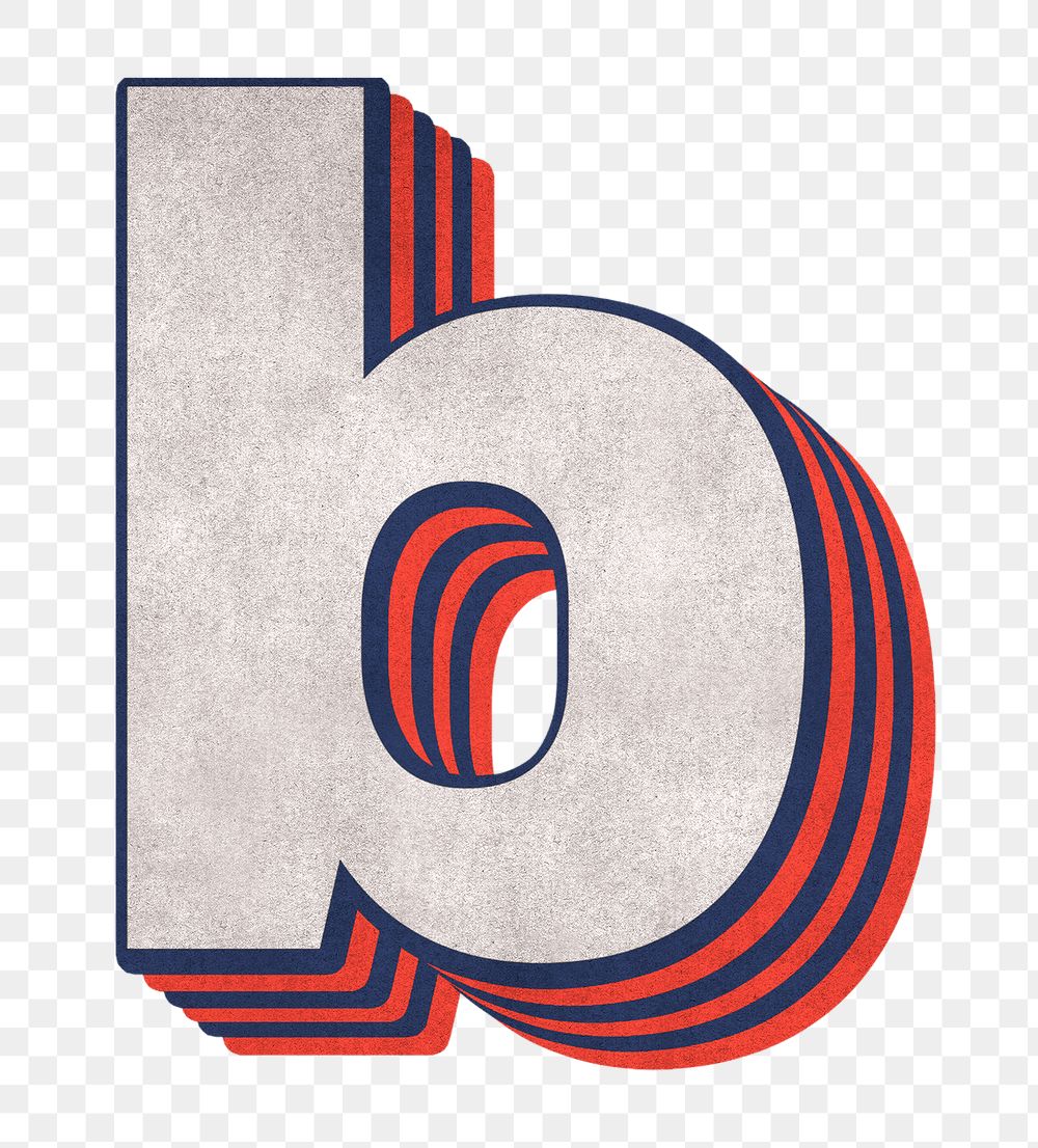 b alphabet layered effect png typography