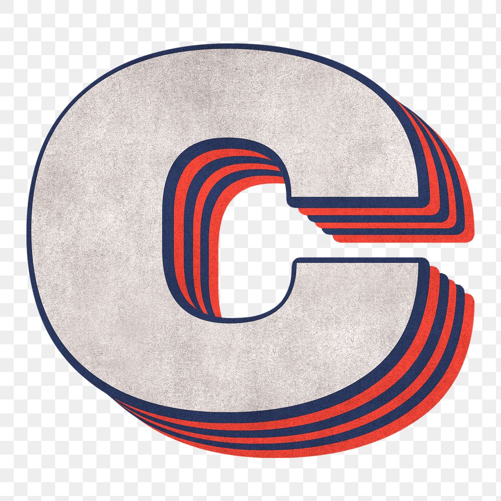 Letter C png layered effect alphabet text