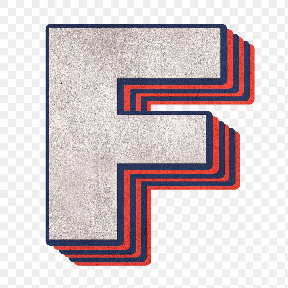 Letter F png layered effect alphabet text