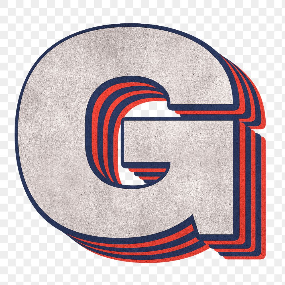 Letter G png layered effect alphabet text