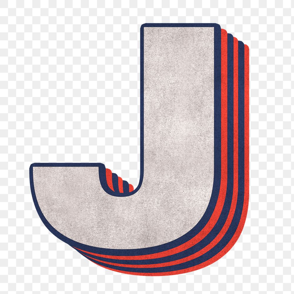 Letter J png layered effect alphabet text