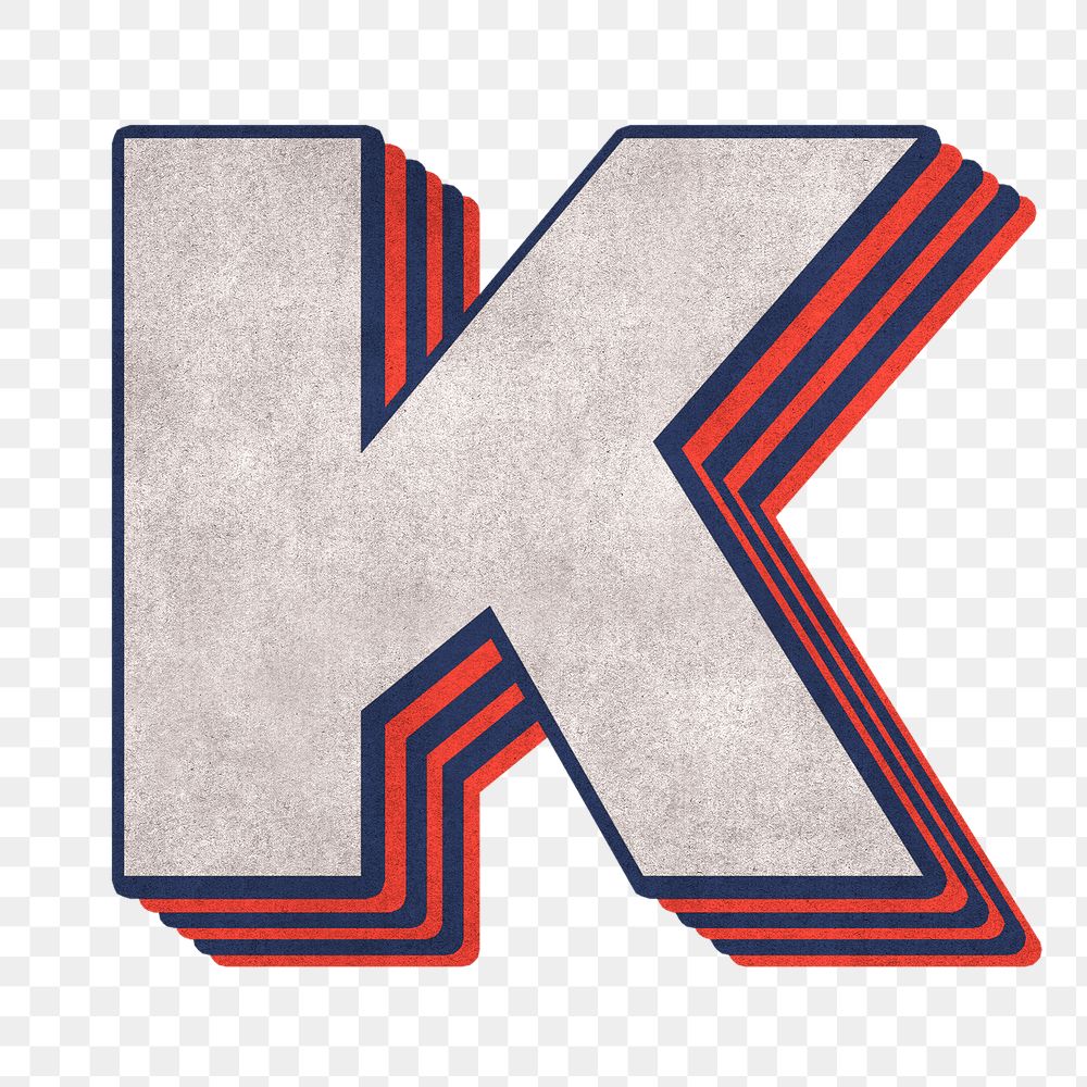 Letter K png layered effect alphabet text
