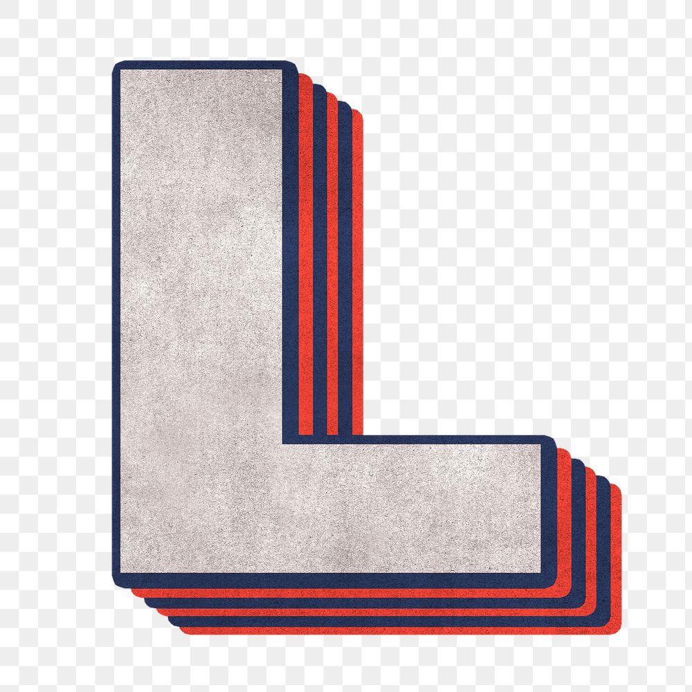 Letter L png layered effect alphabet text