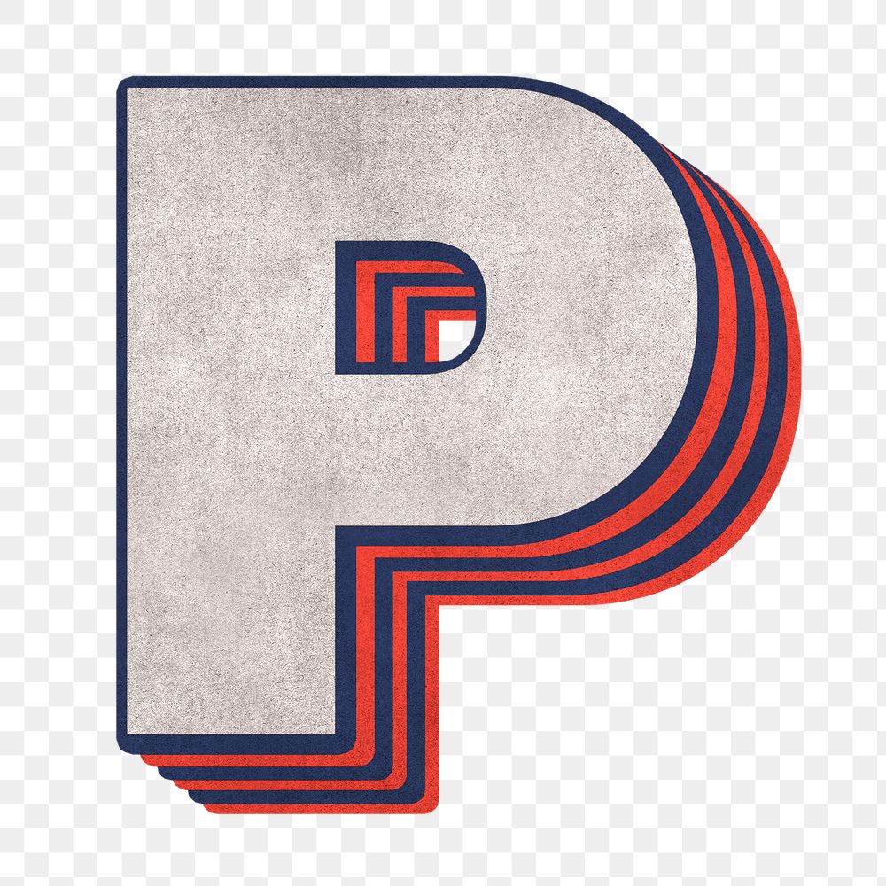 Letter P png layered effect alphabet text
