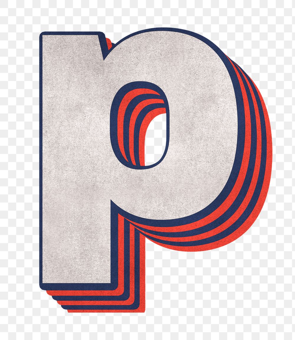 Letter p png layered effect alphabet text