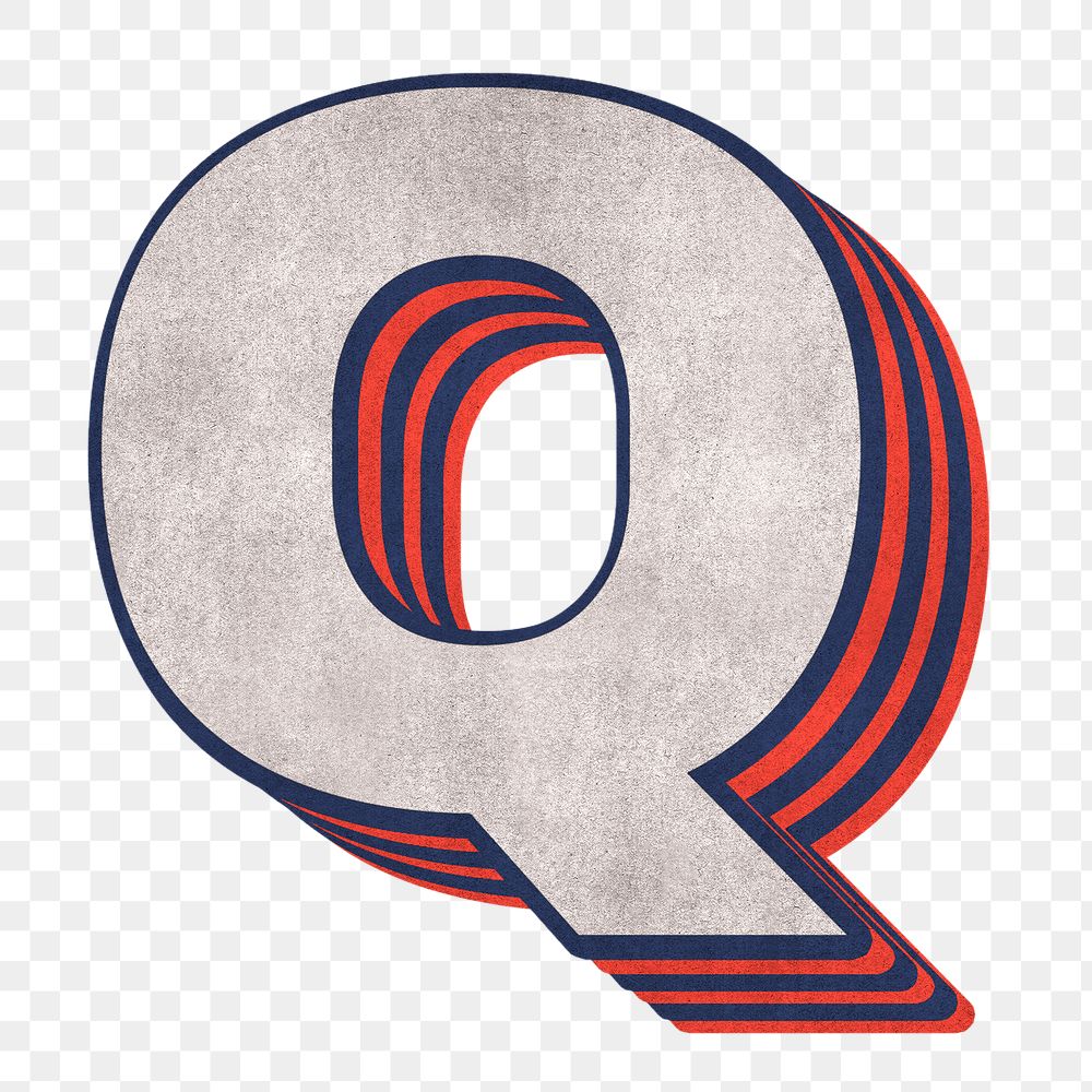Q alphabet layered effect png typography