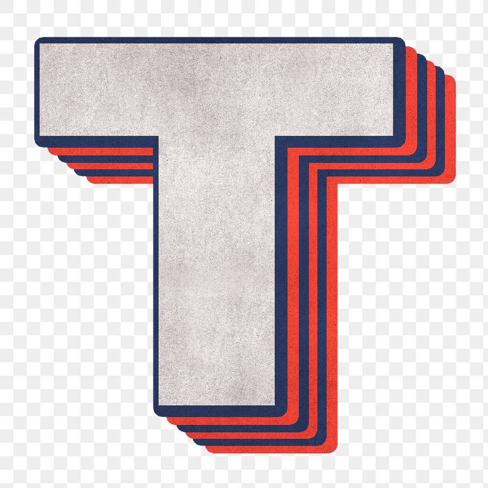 Letter T png layered effect alphabet text